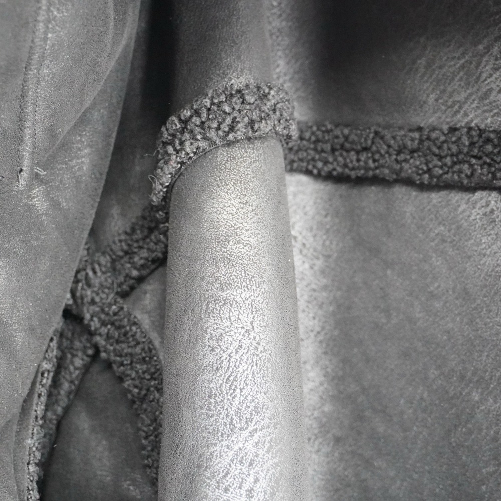 Good American Sherpa Shacket Jacket Midnight Black size 5/6 Faux Leather - Picture 11 of 13